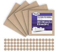 Filzada® Set di Feltrini autoadesivi (5x 200x200 mm + 64 Ø 20 mm) - Beige - Feltro per mobili professionali con adesione ideale