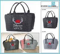 Filztasche-Schwarzwald-Hirsch-Geweih-Bollenhut-Dunkelgrau Circa 40x26x25 CM