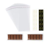Fimary 100 pezzi Knafeh Pistacchio involucri di cioccolato con 100 pezzi Grazie adesivi - confezionamento di caramelle da 2,5 x 7,1 pollici - sacchetti di barra a scatto di cera di plastica piccoli
