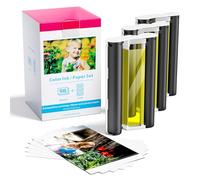 Fimax Carta Fotografica e Cartucce compatibile per Canon Selphy CP1500 CP1300 CP910 CP1200 CP1000 CP900 Stampante Cartucce e Carta Fotografica KP-108IN (3 Cartuccia di Inchiostro, 108 Fogli 10x15 cm)