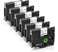 Fimax TZe-231 12mm Nastro per Etichette Compatibile con Brother P-touch Tze Tz231 laminated white Tape Cassetta 12mm per PT-H107 H105 H200 E110 H100R D210 1000 1010 1280 H110,6Pz Nastro Etichettatrice