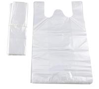 Fimdeme Sacchetti della spesa di plastica trasparenti della drogheria con le borse della maglietta delle maniglie per il ristorante al minuto del negozio di piccole imprese, Trasparente (25,9 x 41,9