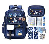 Fimibuke Zaino scolastico per bambini per ragazze e ragazzi, carino zaino per la scuola per bambini con borsa per libri e astuccio per matite set di cancelleria, Spazio, Large, Viaggi, Moderno
