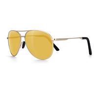 FIMOSON Occhiali da sole polarizzati con visione notturna, per donne e uomini, stile aviatore classico alla moda, per la guida, protezione UV400, Montatura oro 01/lente gialla per visione notturna