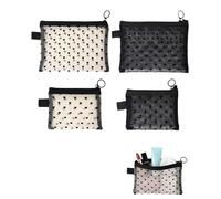 FIMWOLZ 4 Pezzi Pochette Trucchi Rete Trasparente a Cuori, 2 Grandi e 2 Piccoli, Trousse da Viaggio Donna e Organizer Borsa, Custodia Beauty Case Traspirante per Cosmetici