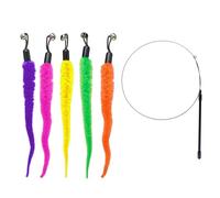 FIMWOLZ 5 Pcs Ricariche per Giocattoli a Verme per Gatto Bacchetta per Gatti con Ricambio a Coda Pelosa e Campane Viene fornito con 1 bastoncino stuzzica-gatti