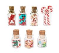 FIMWOLZ 7 pezzi set miniature natalizie in vetro decoro con bastoncini zucchero per mercatini di Natale e bancarelle dolci, accessori elfici per decorazioni porte elfiche e case di bambole scala 1:12