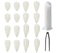 FIMWOLZ 8 paia kit denti da vampiro, denti finti con 1 busta pellet adesivi per denti e 1 pinzetta in acciaio inox punta curva, per feste cosplay, Halloween, streghe (4 misure, 2 paia per misura)