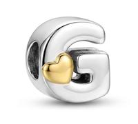 FIMWOLZ Ciondolo Charms Lettera G con Cuore dorato argento Sterling, (Argento) (Oro)