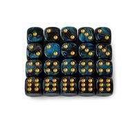 FIMWOLZ Dadi D6 20 Pezzi 16mm, Angoli Arrotondati Bicolori Blu Nero, Dadi Acrilici con Incisioni Profonde per Giochi da Tavolo e GDR