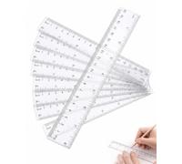 FIMWOLZ Righello da 20 cm, 10 Pezzi in Plastica Trasparente Durevole, Marcature Incise Antiscolorimento, Kit Scolastico Completo per Studio, Disegno e Ufficio