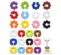 FIMWOLZ Segnabicchieri 24 Pezzi, Marcatori Silicone Riutilizzabili, Design Fiore e C, Anelli Identificativi per Risolvere Confusione Bevande a Cene ed Eventi