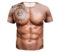 Fin Cut - Maglietta da Uomo con Humour, a Maniche Corte, Unisex, Motivo 3D, Stampa Muscolare, Maglietta Divertente Addominali, Maglietta da Donna, Casual, a Maniche Corte estive, #23-Marrone, XXL
