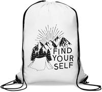 Fin Your Self - Sacca da campeggio e palestra, stile casual, con coulisse, colore: bianco, bianco, Taglia unica
