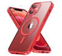 Fin2feel Custodia per iPhone 12/iPhone 12 Pro, per Mag-Safe [1 vetro protettivo 9H] [protezione di qualità militare] antiurto, antigraffio, magnetica, per iPhone 12/iPhone 12 Pro, colore: rosso