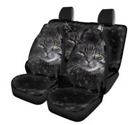 Finagallathe Black Cat Set completo di coprisedili anteriori e posteriori, in poliestere, adatti per berlina, SUV, camion
