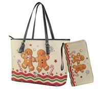 Finagallathe Borsa tote da donna con portafoglio in pelle PU con manico superiore borse da donna resistente all'acqua, Marrone - Gingerbread Man