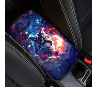 Finagallathe Copertura per console centrale con lupo per auto Galaxy console centrale bracciolo cuscino per donna uomo universale misura la maggior parte delle auto berline furgoni camion accessori