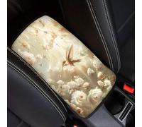 Finagallathe Copertura per console centrale con rose, traspirante, bianco, tappetino per console centrale, per donne e uomini, impermeabile, protezione universale per la maggior parte dei veicoli e