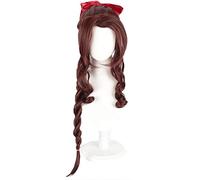 Final Fantasy VII Aerith Parrucche Cosplay Ff7 Cosplay Parrucca marrone lunga riccia coda di cavallo Capelli sintetici resistenti al calore