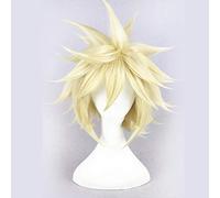 Final Fantasy VII Cloud Strife Parrucche Cosplay per capelli sintetici a strati soffici biondi corti da uomo FF7 + cappuccio per parrucca gratuito
