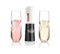 Final Touch Bubbles - Set di 2 bicchieri da champagne, curvi, senza stelo e apriscatole, realizzati a mano, per spumante, mimose, prosecco, ideali per regali e inaugurazione della casa