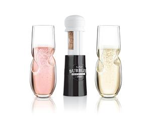 Final Touch Bubbles - Set di 2 bicchieri da champagne, curvi, senza stelo e apriscatole, realizzati a mano, per spumante, mimose, prosecco, ideali per regali e inaugurazione della casa