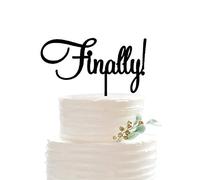 Finally Cake Topper, decorazione per torta di fidanzamento, anniversario di matrimonio, colore: nero