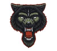 Finally Home Angry Lone Wolf - Toppa termoadesiva per motociclisti, con testa di lupo, toppe per la schiena, per giubbotti in pelle