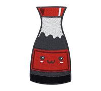 Finally Home Kawaii Soia Salsa Toppa termoadesiva | Toppe alimentari asiatiche con pesce sushi ricamate, toppe per alimenti giapponesi, salsa di soia