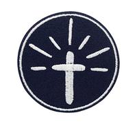 Finally Home Kirchen Collection: toppa termoadesiva con croce illuminata, toppa cristiana, toppa con scritta in lingua inglese "Gesù"