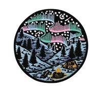 Finally Home Toppa con attacco a strappo - Luce polare da campeggio in montagna | patch foresta con stelle, toppe naturale, patch per attività all'aria aperta