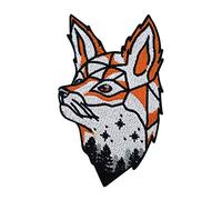 Finally Home Toppa termoadesiva - Cielo stellato volpe | Toppe per animali forestali, alberi stelle, toppe per volpi, toppe per bambini e adulti