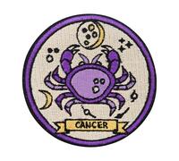 Finally Home Toppa termoadesiva con segno zodiacale del cancro | Toppa per i fan dei segni zodiacali: astrologia, luna, stelle, yoga e hippie. Come toppa termoadesiva per borse e giacche.
