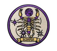 Finally Home Toppa termoadesiva con segno zodiacale Scorpione | Toppa per i fan dei segni zodiacali: astrologia, luna, stelle, yoga e hippie. Come toppa termoadesiva per borse e giacche.