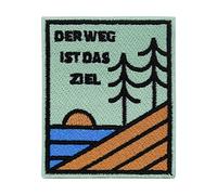 Finally Home - Toppa termoadesiva da applicare con scritta in tedesco “Der Weg ist das Ziel”, da applicare con ferro da stiro e da cucire, per escursionismo, esterni, sole e montagne