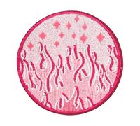 Finally Home Toppa termoadesiva - Fiamme rosa | Y2K Retro Patch da applicare con il ferro da stiro, piccola toppa rotonda, toppa rosa Girl