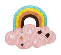 Finally Home Toppa termoadesiva in stile arcobaleno, con nuvola, stile vintage arcobaleno, Old School
