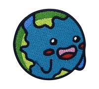 Finally Home Toppa termoadesiva per bambini, motivo: mondo | Toppa a forma di mappamondo, ambiente, clima, pianeta kawaii e natura. Come toppa termoadesiva per borse e zaini.