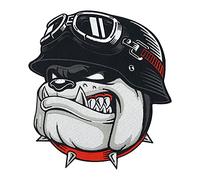 Finally Home Toppa termoadesiva per giubbotti in pelle, da motociclista, da uomo, con logo Bulldog, da applicare con ferro da stiro