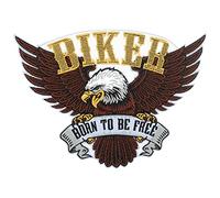 Toppa termoadesiva con motivo "Born to be Free Biker Adler per giubbotti in pelle, toppe per motociclisti, toppe americane Usa sul retro, toppa per motociclismo