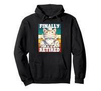 Finally Retired Cat Grandpa For Cat Mom Funny Cat Retirement Felpa con Cappuccio