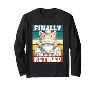 Finally Retired Cat Grandpa For Cat Mom Funny Cat Retirement Maglia a Manica