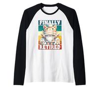 Finally Retired Cat Grandpa For Cat Mom Funny Cat Retirement Maglia con Maniche Raglan
