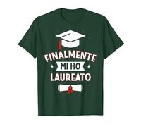 Finalmente Laureata Scherzo Regalo Laurea Costume Laureati Maglietta, Uomo, Verde Foresta, M