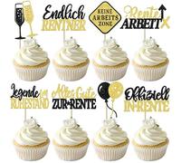 Finalmente pensionato, decorazione per torte, 24 pezzi, con glitter, leggenda in pensione, decorazione per torte, pensionati, cupcake, per pensioni, temi, feste, torte, colore nero, oro