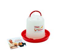 FINCA CASAREJO Abbeveratoio per galline - Bevitore sifonico Happy Chickens 1 litro - Plastica resistente per conservare l'acqua in buone condizioni - Include guida pratica per l'alimentazione degli
