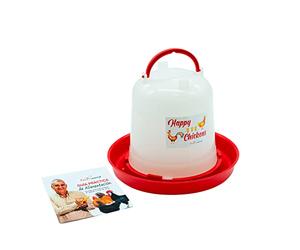 FINCA CASAREJO Abbeveratoio per galline - Bevitore sifonico Happy Chickens 1 litro - Plastica resistente per conservare l'acqua in buone condizioni - Include guida pratica per l'alimentazione degli