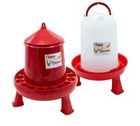 FINCA CASAREJO Mangiatoia + Abbeveratoio per Galline e altro Pollame - Mangiatoia e Abbeveratoio con Piedini - Capacità 4kg e 5L