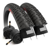 Fincci Bici Copertoni 20 x 1.75 Pollici-Coppia Pieghevole Nero Pneumatici con 2 camera d’aria Schrader 47-406 - Gomme 20" per Bambino & Adulto - Pack da City & Freestyle & Strada & Piene Biciclette